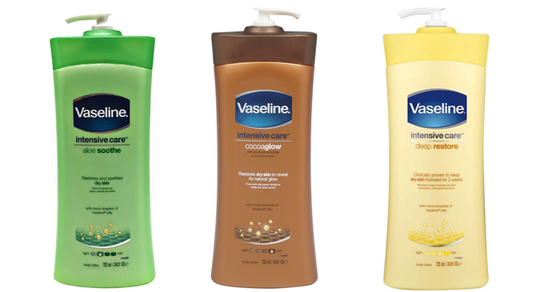 Vaseline Intensive Care Body Lotions W- Pump 3 SKUs 12/24.51oz